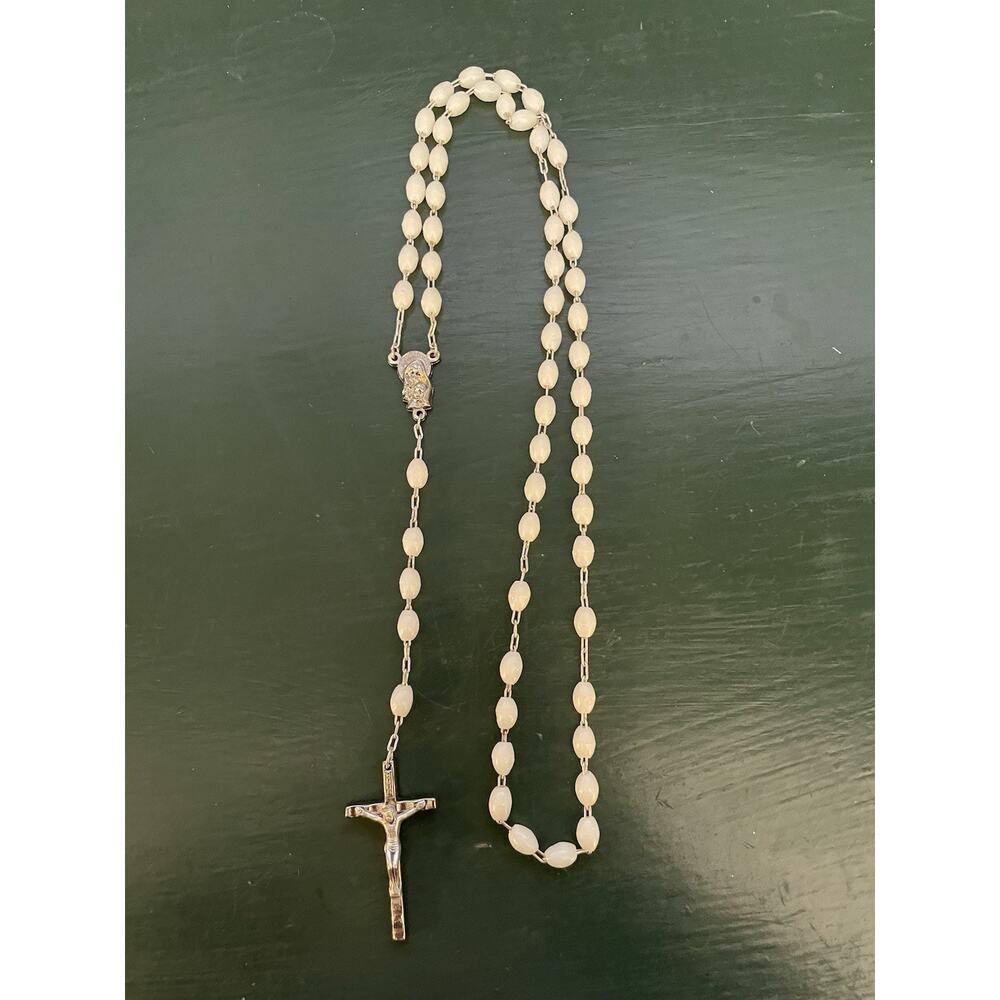 Vintage Catholic ROSARY 18 inches long Glow in the Dark Made in Italy
